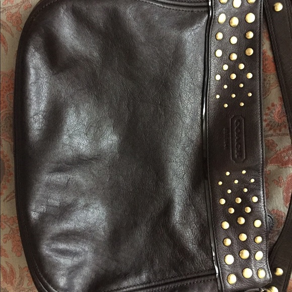Coach Black Leather Studded Handbag - Picture 2 of 5